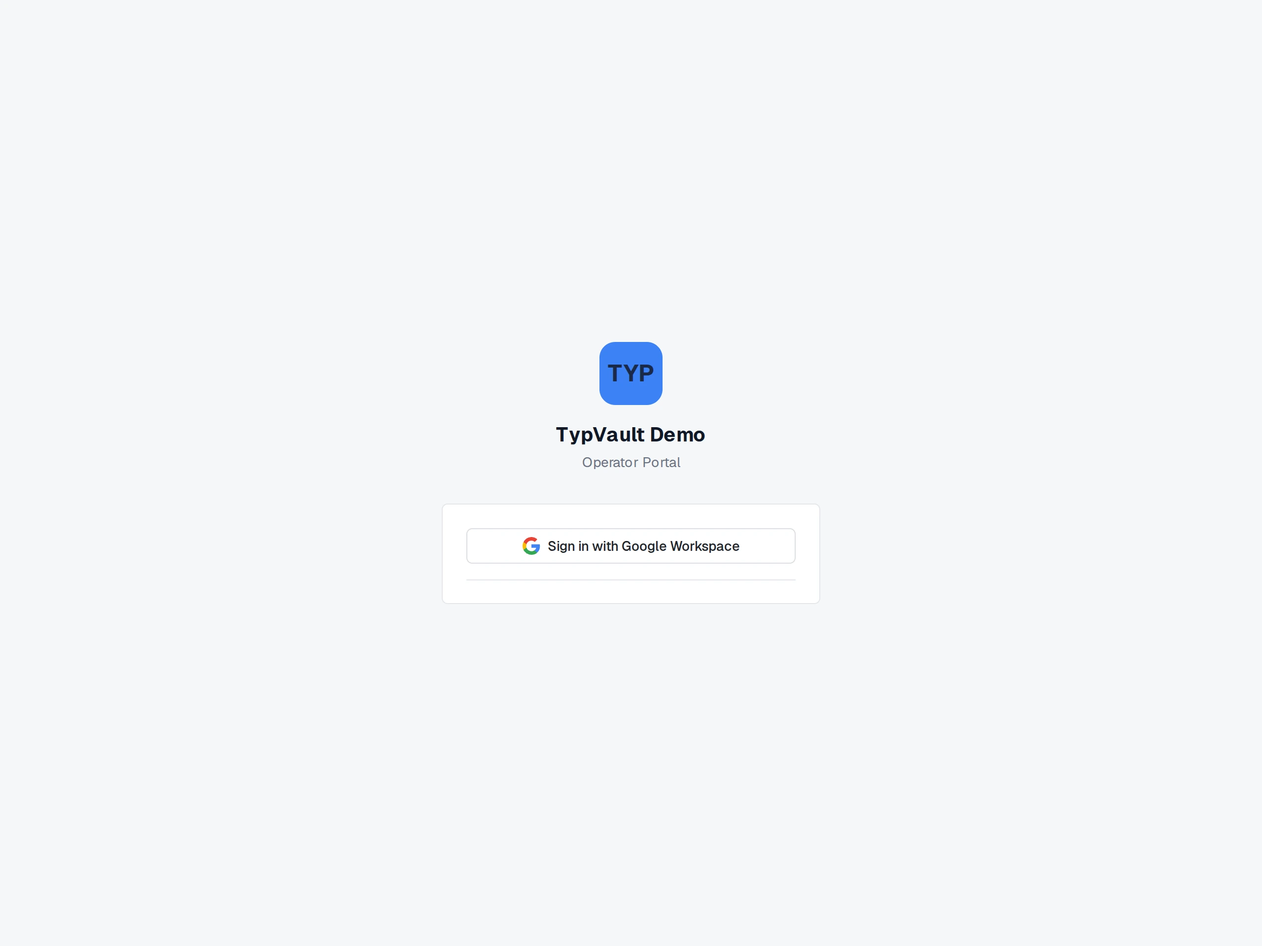The operator sign-in screen: the program name above “Operator Portal” and a single sign-in button.